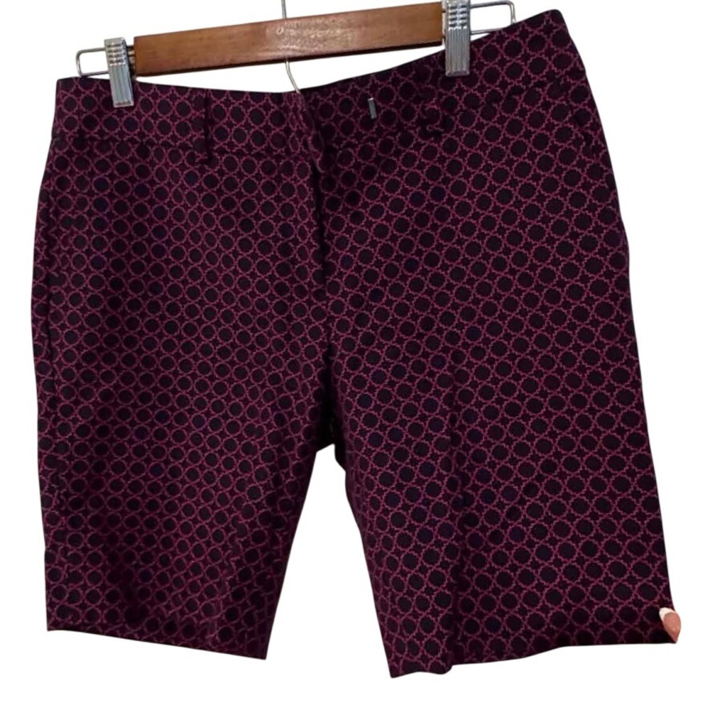 Willi Smith Bermuda Short Women 6 Pink Navy Geometric Tailored Excellent Pockets